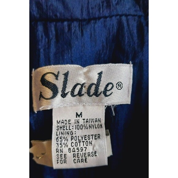 Vintage Slade Jacket Womens Zip+ Drawstring Waist Windbreaker 80- 90's Blue Med - Picture 10 of 10